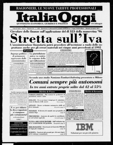 Italia oggi : quotidiano di economia finanza e politica